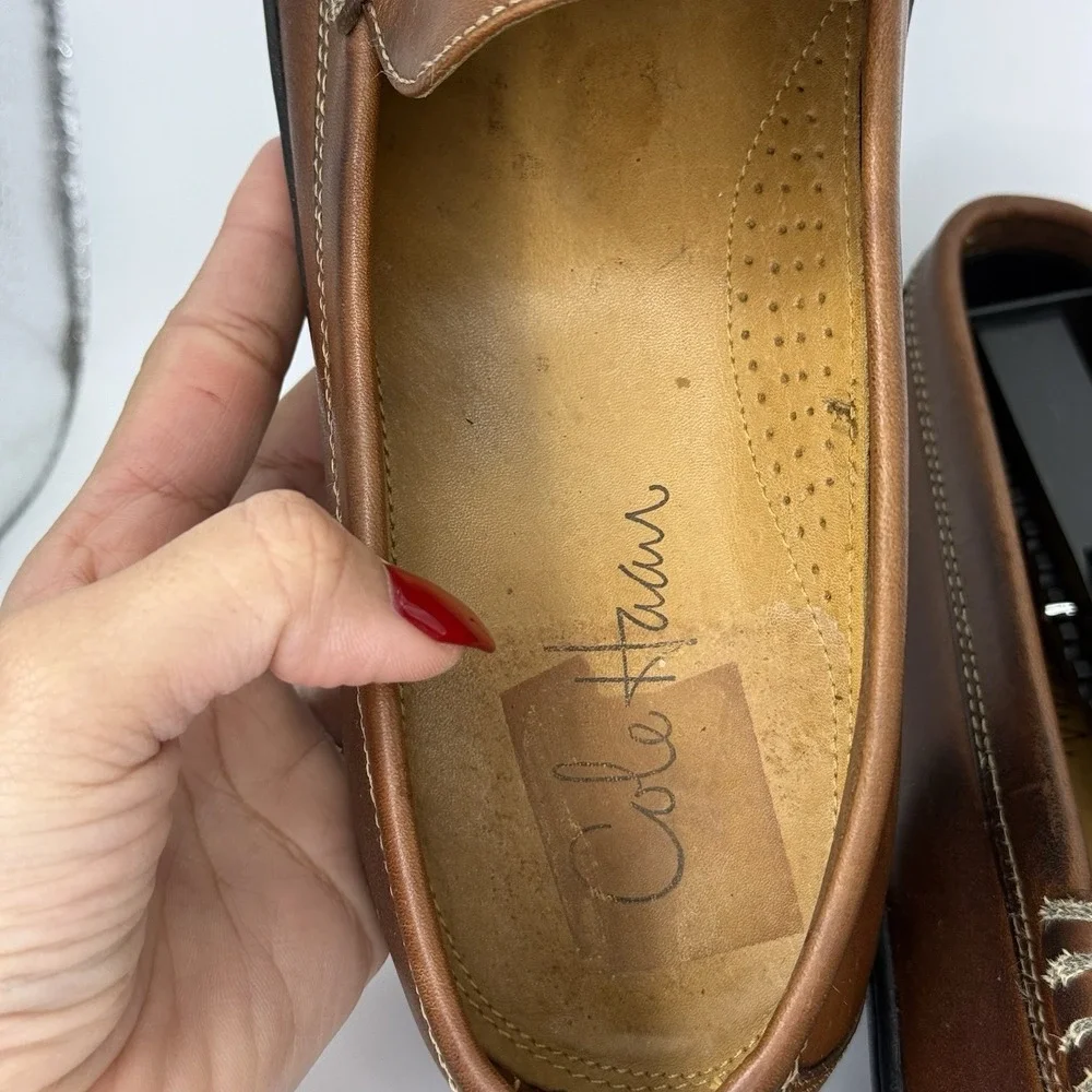 Cole‎ Haan Men's 10 Brown Leather Penny Loafers Slip On Casual Dress Shoes